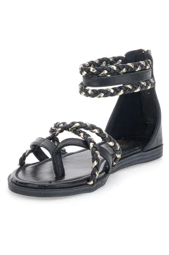 Schwarze Sandalen mit geflochtenem Seileffekt Me & Me 1668-ME u0026 ME Outlet