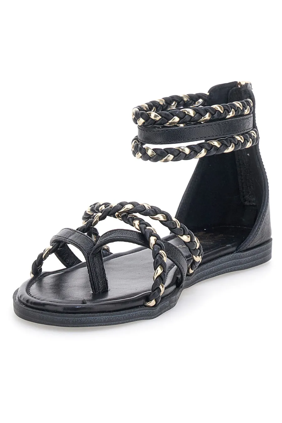Schwarze Sandalen mit geflochtenem Seileffekt Me & Me 1668-ME u0026 ME Outlet