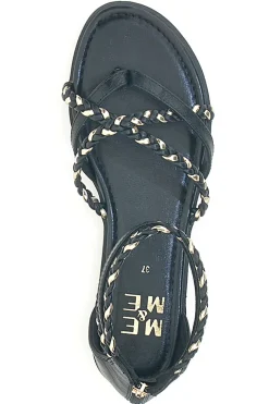 Schwarze Sandalen mit geflochtenem Seileffekt Me & Me 1668-ME u0026 ME Outlet