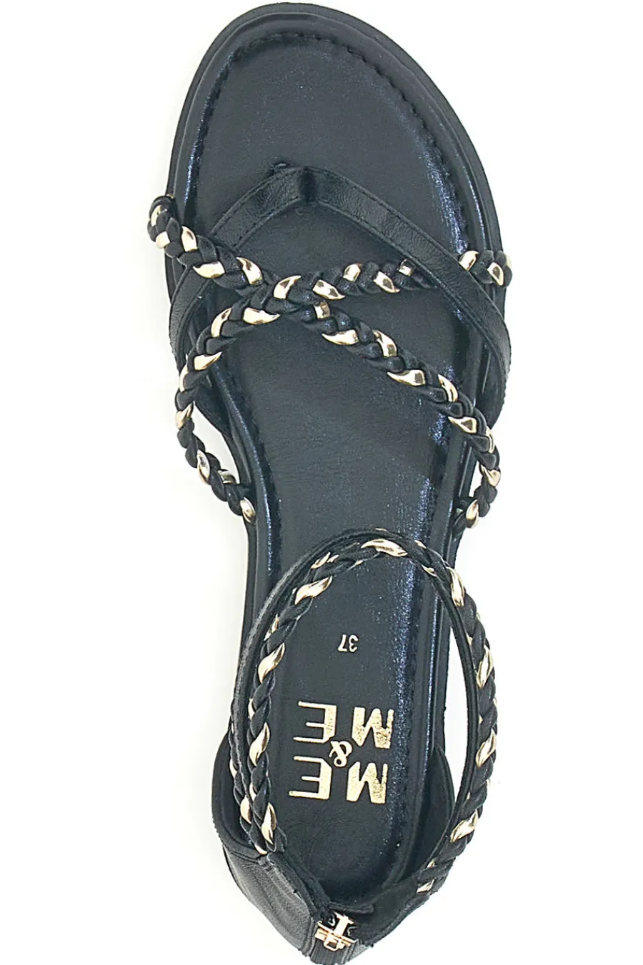 Schwarze Sandalen mit geflochtenem Seileffekt Me & Me 1668-ME u0026 ME Outlet