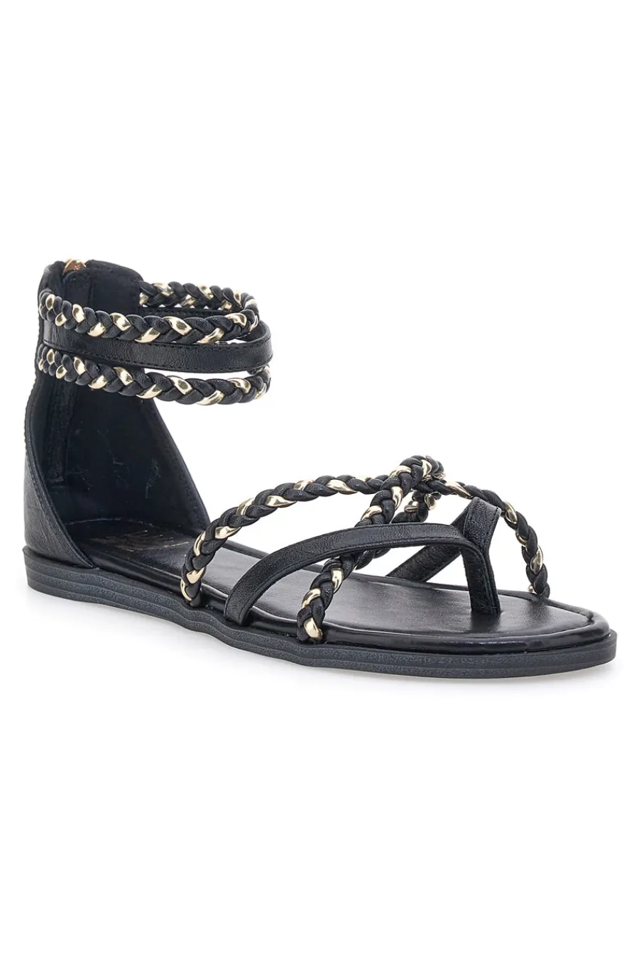 Schwarze Sandalen mit geflochtenem Seileffekt Me & Me 1668-ME u0026 ME Outlet