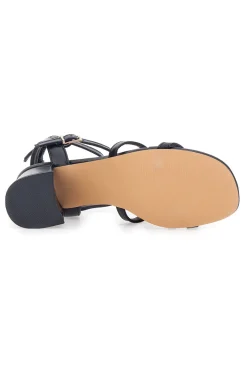 Schwarze Sandalen mit goldenen Steinen und breitem Absatz 1644-MON DIEU Discount