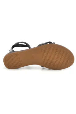 Schwarze Sandalen mit hohen Riemen und geflochtenen Bändern Café kosten RH6-CAFE' COST Hot