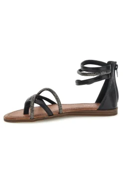 Schwarze Sandalen mit hohen Riemen und geflochtenen Bändern Café kosten RH6-CAFE' COST Hot