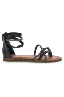Schwarze Sandalen mit hohen Riemen und geflochtenen Bändern Café kosten RH6-CAFE' COST Hot