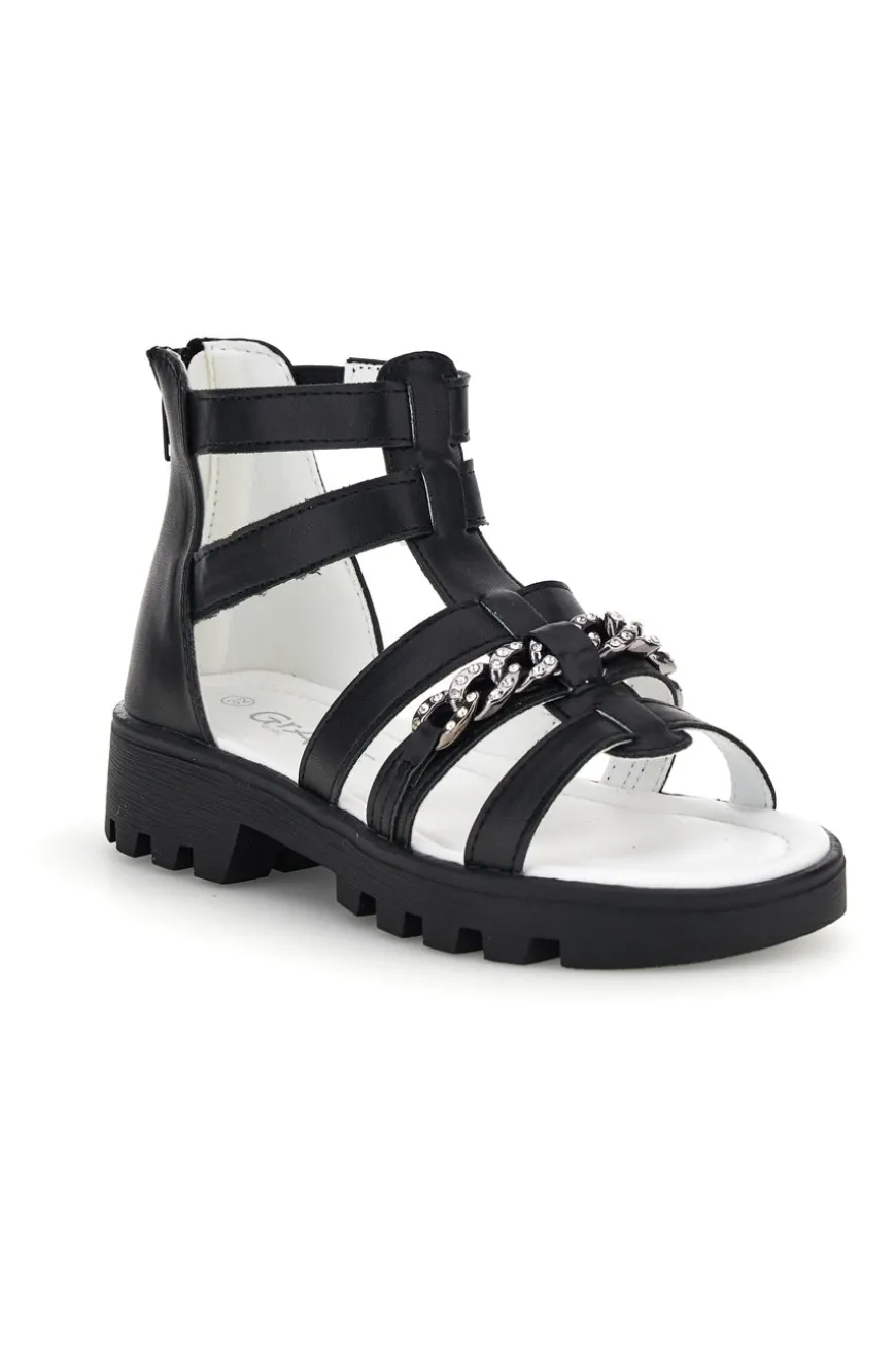 Schwarze Sandalen mit Hufeisen und Reißverschluss Thank you girl 14355