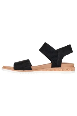 Schwarze Sandalen mit Klettverschluss und perforiertem Band Desert kiss low-SKECHERS Hot