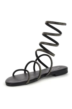 Schwarze Sandalen mit Strasssteinen PRE9300-MON DIEU New