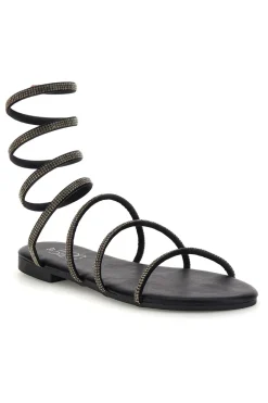 Schwarze Sandalen mit Strasssteinen PRE9300-MON DIEU New