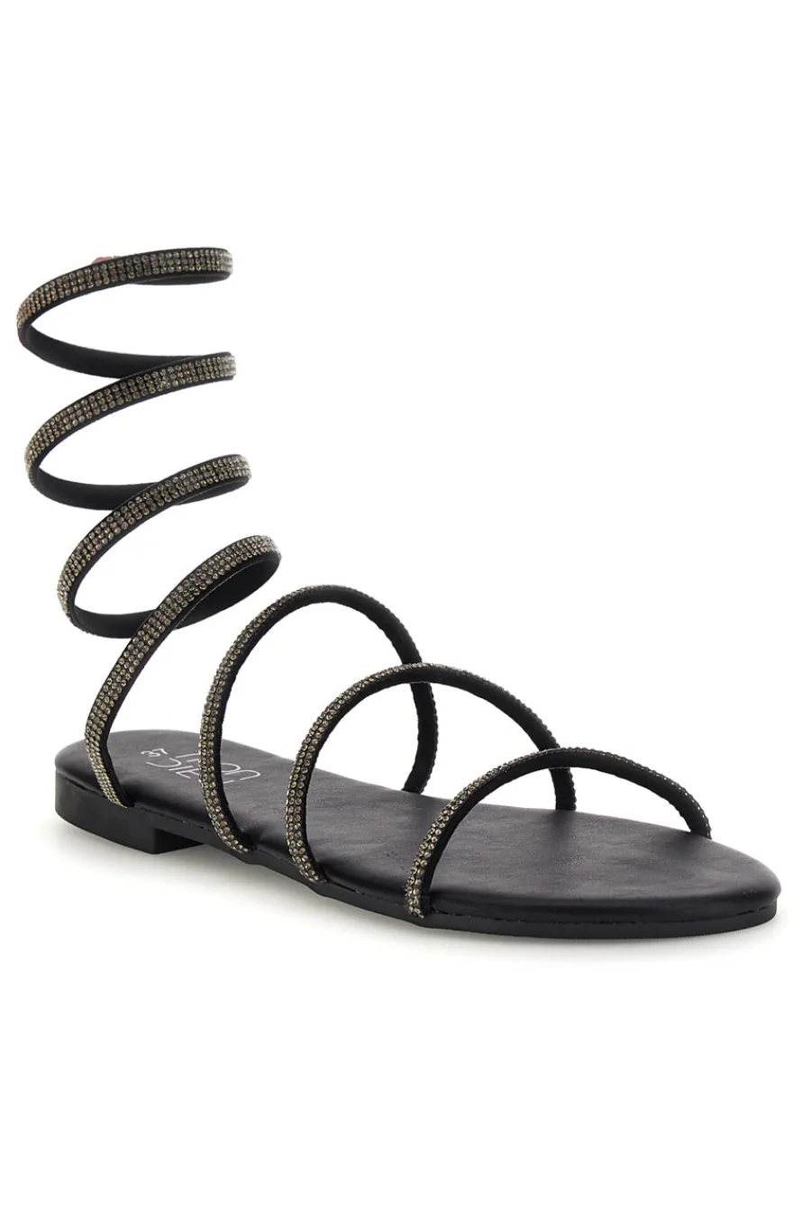 Schwarze Sandalen mit Strasssteinen PRE9300-MON DIEU New