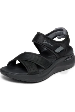Schwarze Sandalen mit verstellbaren Kreuzriemen ARCH FIT 2.0 SANDAL FEELIN' BRIGHT-SKECHERS Discount