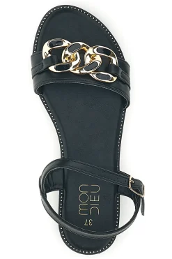 Schwarze Sandalen mit Zierkette PRE5384-MON DIEU Discount