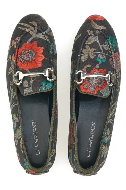 Schwarze Slipper mit Blumen 23546-LE HAVRE PARIS Best