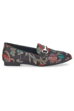 Schwarze Slipper mit Blumen 23546-LE HAVRE PARIS Best