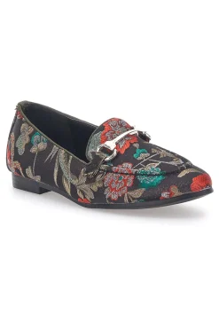 Schwarze Slipper mit Blumen 23546-LE HAVRE PARIS Best