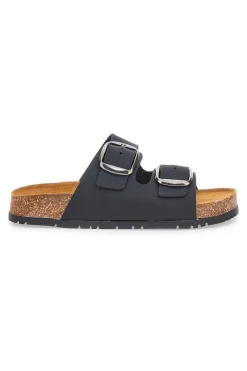 Schwarze Slipper mit doppelter Schnalle, Lederinnensohle und rutschfester Sohle 335CF20630SR-PITTARELLO GREEN WALK Hot