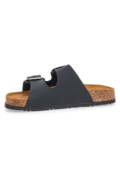 Schwarze Slipper mit doppelter Schnalle, Lederinnensohle und rutschfester Sohle 335CF20630SR-PITTARELLO GREEN WALK Hot