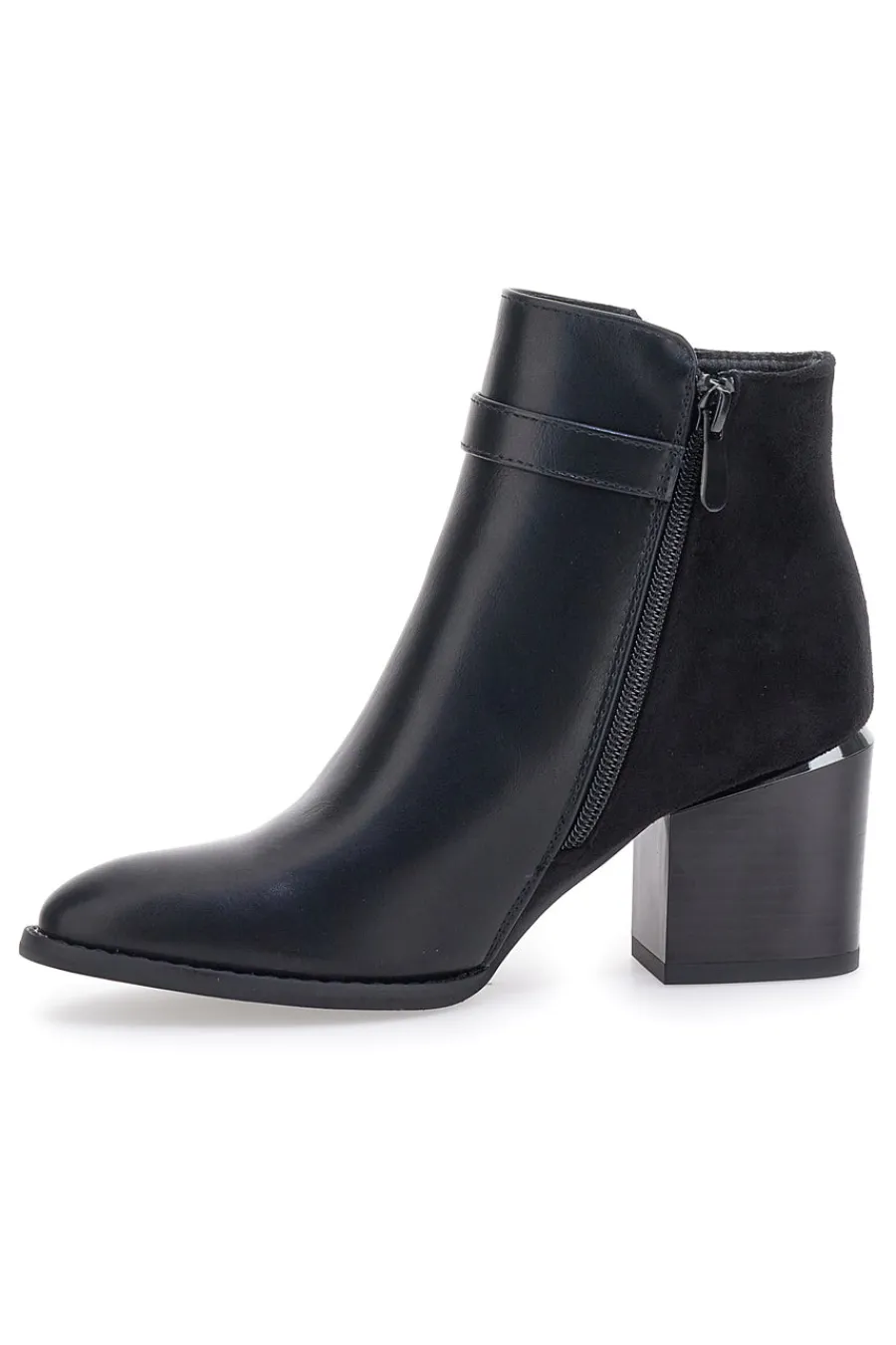 e Stiefelette mit Blockabsatz und silberner Schelle 487-THE FIRST Discount