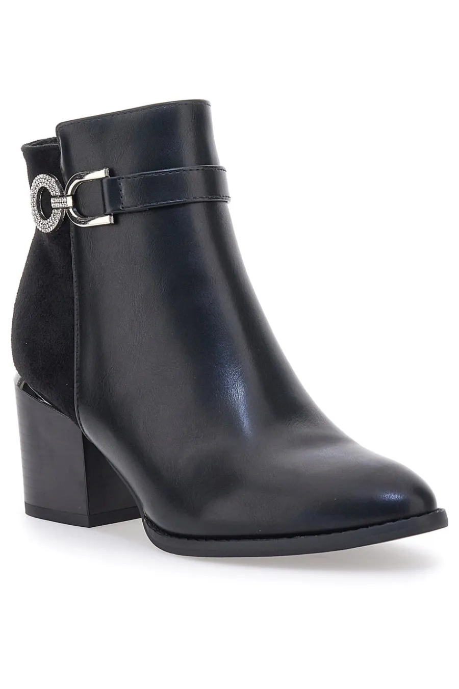 e Stiefelette mit Blockabsatz und silberner Schelle 487-THE FIRST Discount