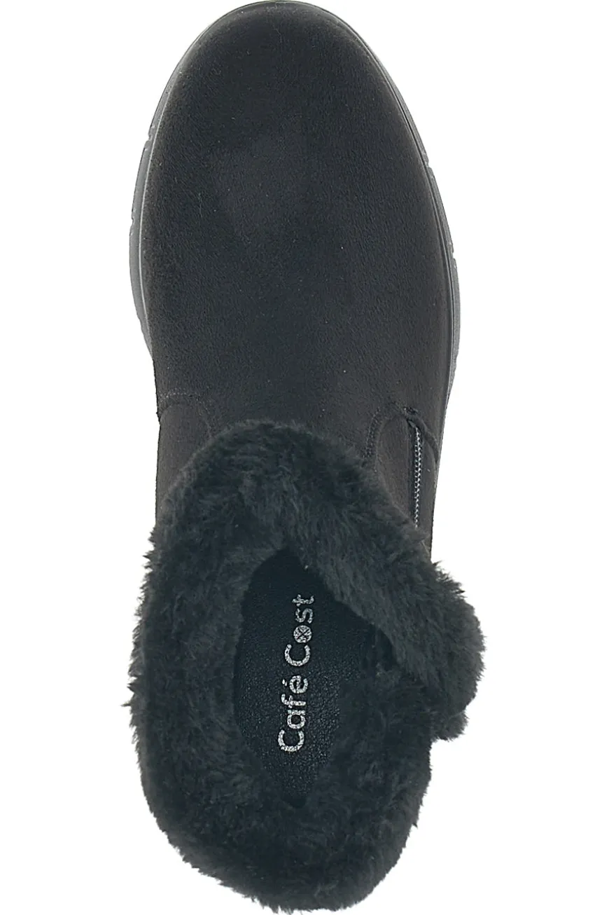 Schwarze Stiefeletten mit schwarzem Fell und Reißverschluss CAFE' COST 41950