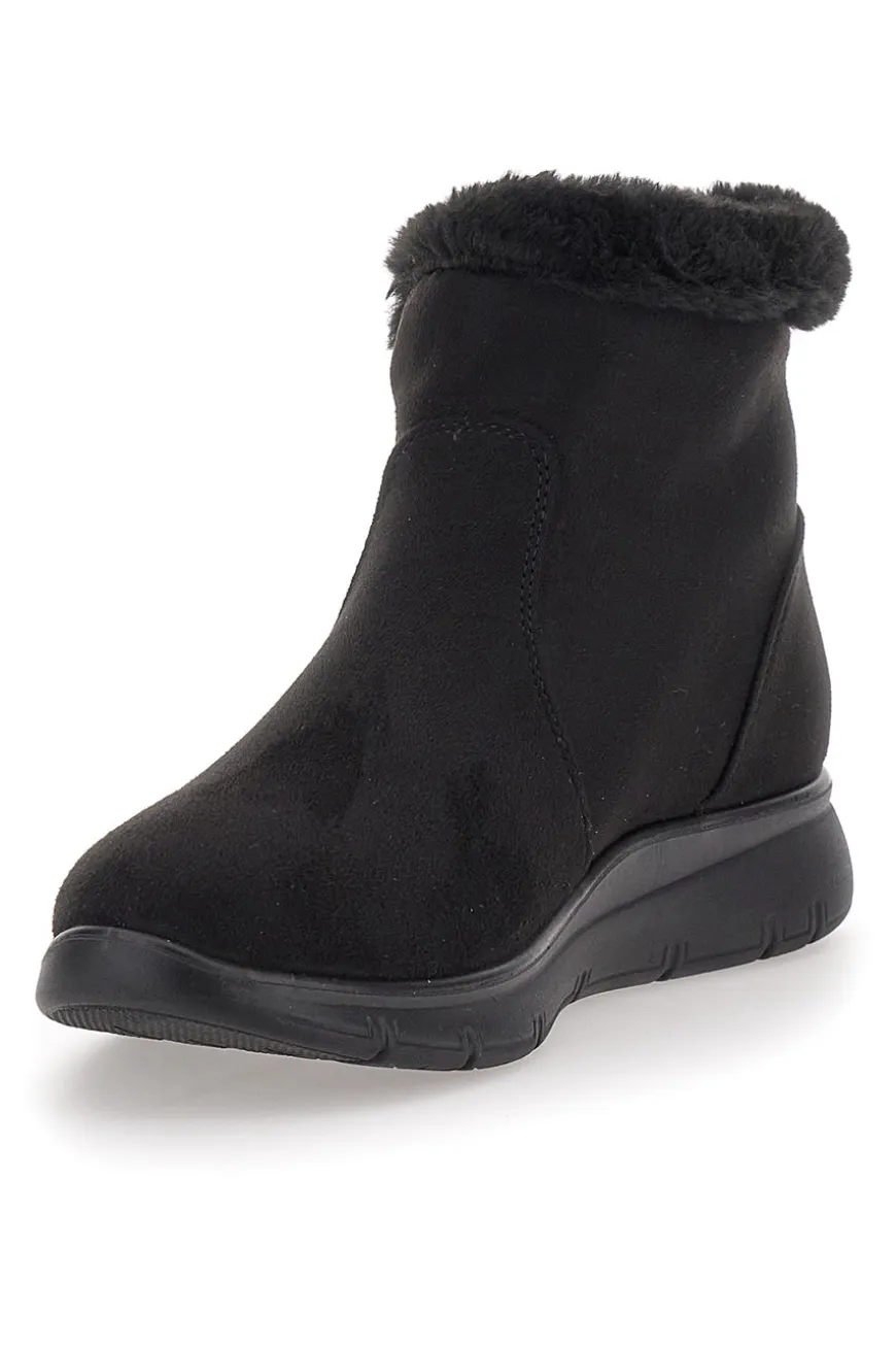 Schwarze Stiefeletten mit schwarzem Fell und Reißverschluss CAFE' COST 41950