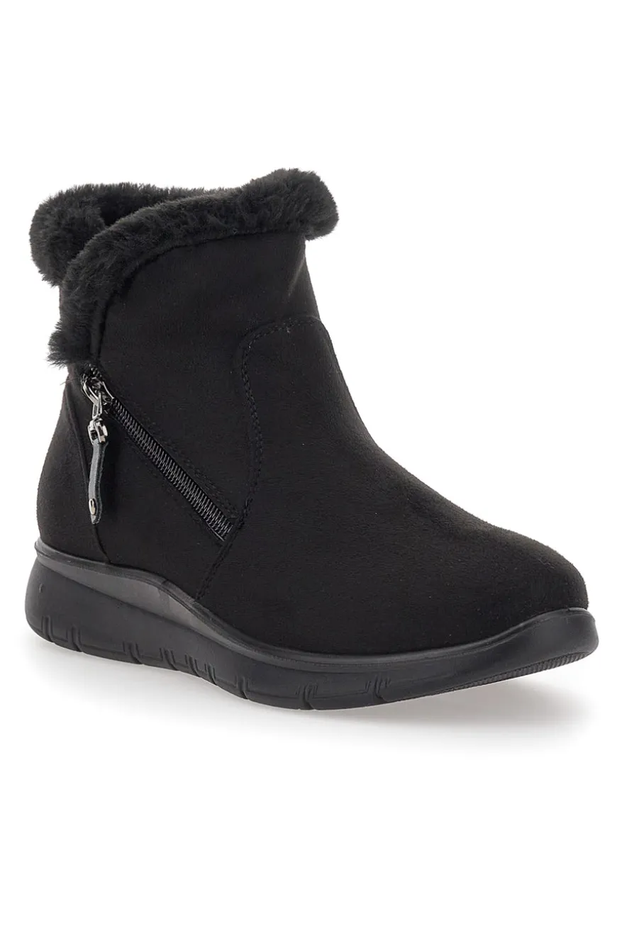 Schwarze Stiefeletten mit schwarzem Fell und Reißverschluss CAFE' COST 41950