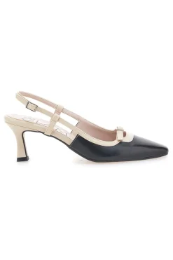 Schwarze und beige Pumps mit Slingback-Riemen 2246-PITTARELLO GLAM Outlet