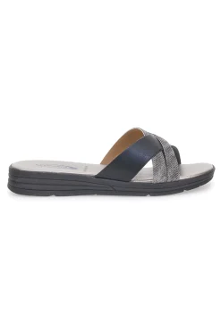 Schwarze und silberne gekreuzte Hausschuhe Made in Italy A13-PLOCADI Outlet