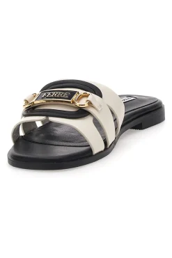 Schwarz-weiße Hausschuhe mit goldener Kette Ferrè F254-FERRE' Hot