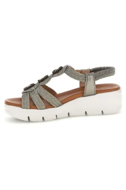 Silberne Sandalen mit dekorativen Applikationen und Keil The 24001B-FIRST ACTIVE Best