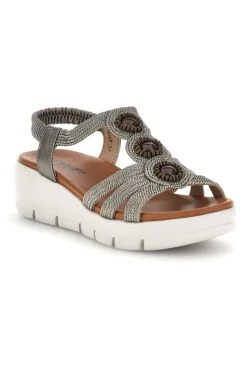 Silberne Sandalen mit dekorativen Applikationen und Keil The 24001B-FIRST ACTIVE Best