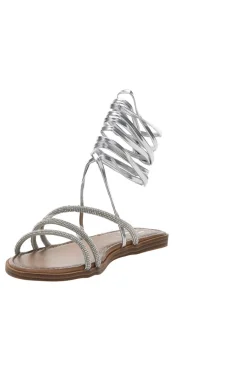Silberne Sandalen mit Strasssteinen und Knöchelriemen Me & Me 1772-ME u0026 ME Sale