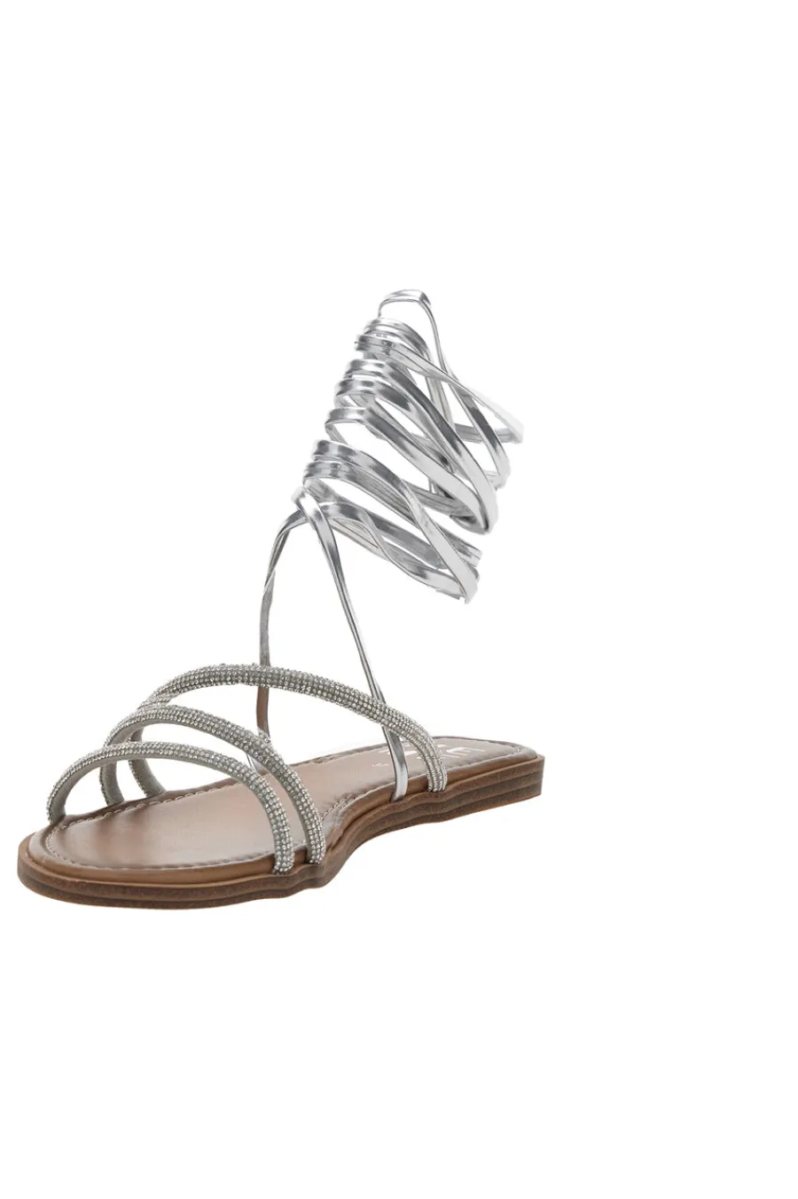 Silberne Sandalen mit Strasssteinen und Knöchelriemen Me & Me 1772-ME u0026 ME Sale