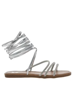 Silberne Sandalen mit Strasssteinen und Knöchelriemen Me & Me 1772-ME u0026 ME Sale