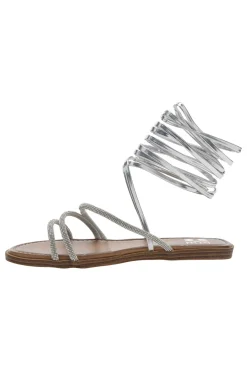 Silberne Sandalen mit Strasssteinen und Knöchelriemen Me & Me 1772-ME u0026 ME Sale