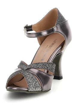 Silberne Tanzschuhe mit Riemen und Glitzer Der erste Tanz 6129-THE FIRST DANCE Hot