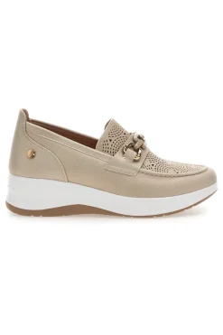 Slip on beige traforate con morsetto e zeppa 67IC-INBLU Hot