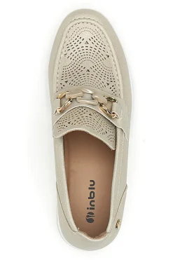 Slip on beige traforate con morsetto e zeppa 67IC-INBLU Hot