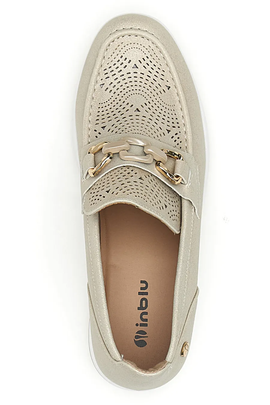 Slip on beige traforate con morsetto e zeppa 67IC-INBLU Hot