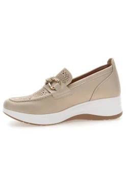 Slip on beige traforate con morsetto e zeppa 67IC-INBLU Hot
