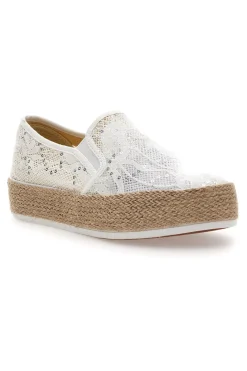 Slip-on bianche in crochet con suola in corda E129-ENERGY Sale