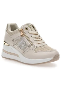 Sneaker beige con inserto dorato 9655-LAURA BIAGIOTTI
