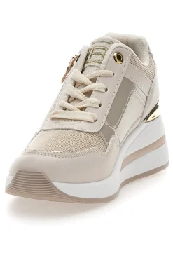 Sneaker beige con inserto dorato 9655-LAURA BIAGIOTTI