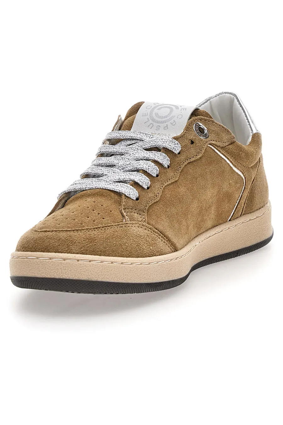 Sneaker beige in vera pelle con dettagli argento Kelly-PITTARELLO CAPSULE