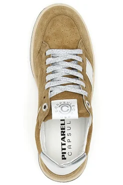 Sneaker beige in vera pelle con dettagli argento Kelly-PITTARELLO CAPSULE