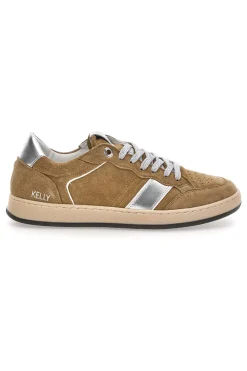 Sneaker beige in vera pelle con dettagli argento Kelly-PITTARELLO CAPSULE