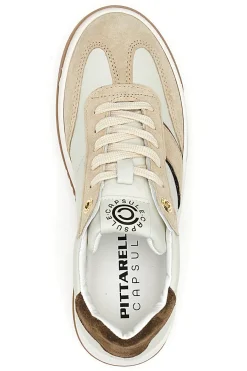 Sneaker beige in vera pelle con inserti bronzo Grace-PITTARELLO CAPSULE New