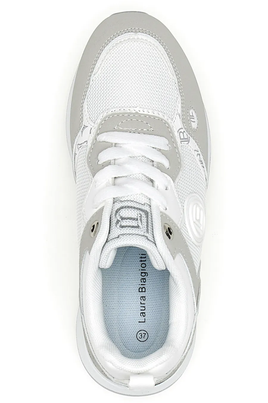 Sneaker bianca e grigia con inserti argento 9623-LAURA BIAGIOTTI Clearance