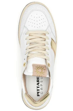 Sneaker bianca in vera pelle con dettagli oro Kelly-PITTARELLO CAPSULE Outlet