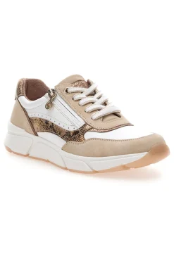 Sneaker da donna beige con inserti animalier 67172370320-RELIFE Sale